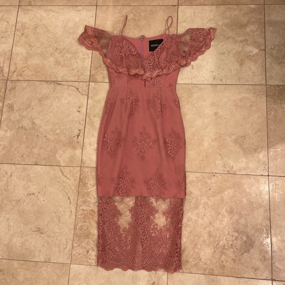Nicholas, off the shoulder lace, cocktail dress
